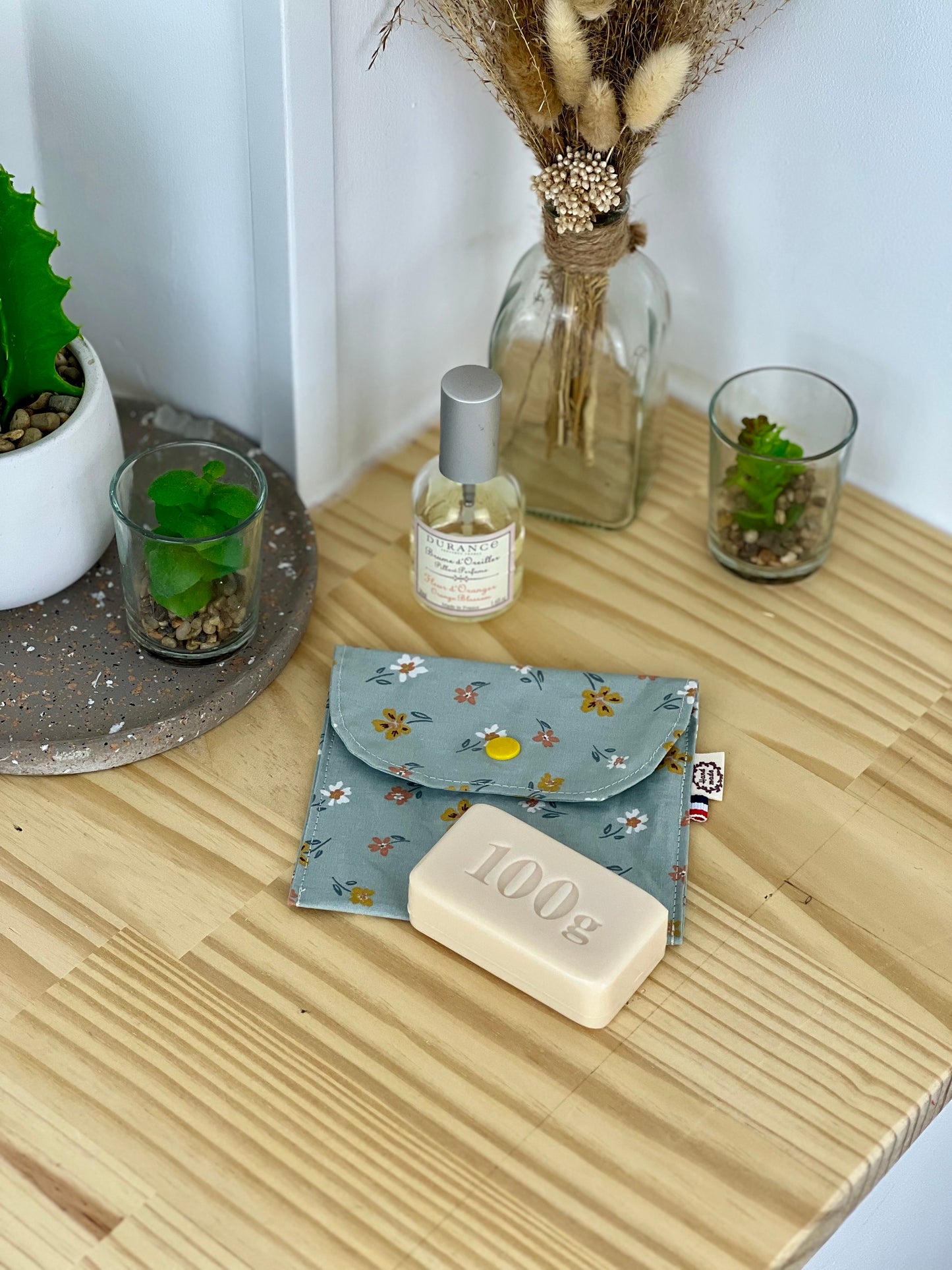 Pochette à savon FLEURS JAUNE