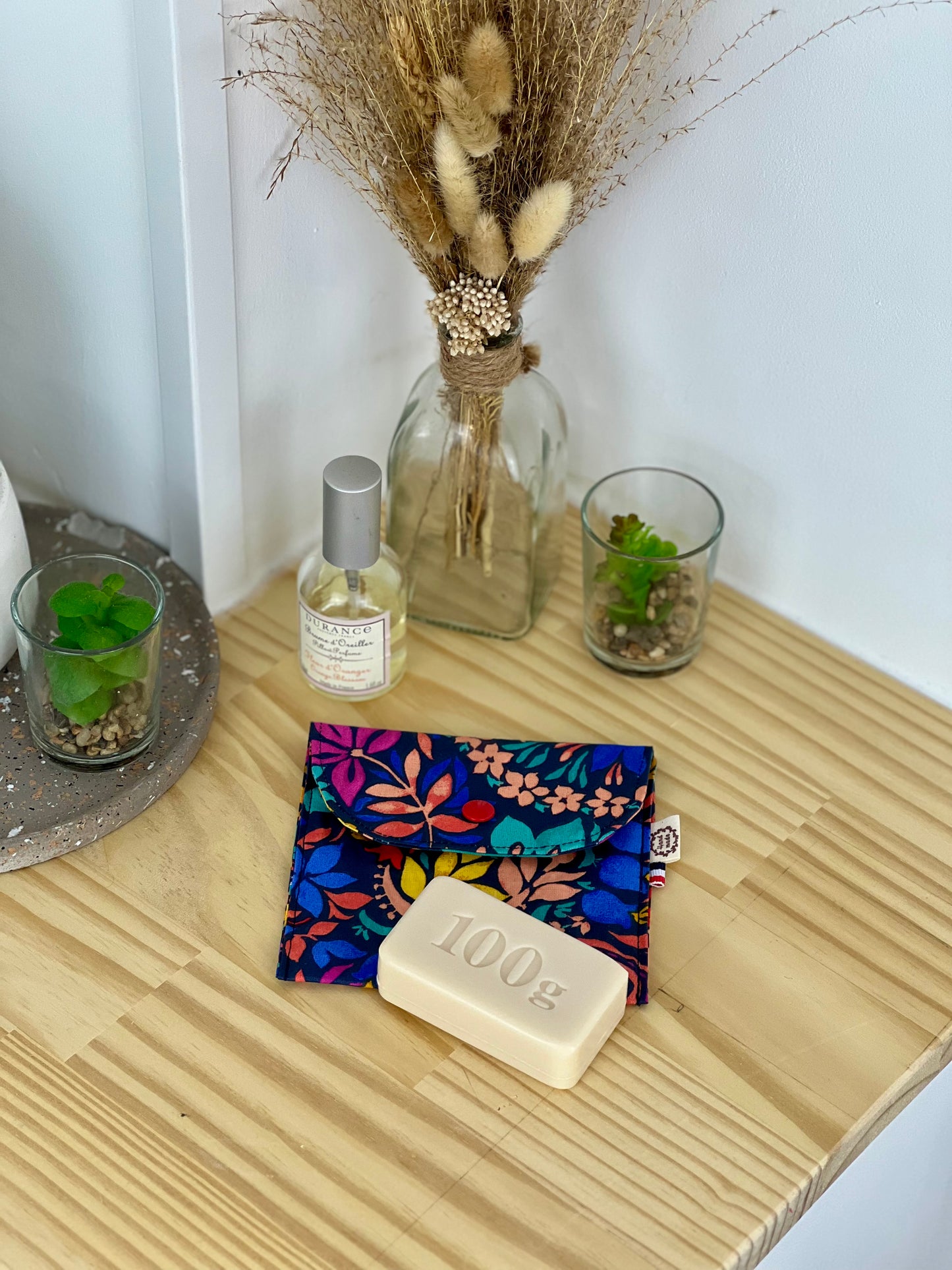 Pochette à savon FLEURS ROUGE