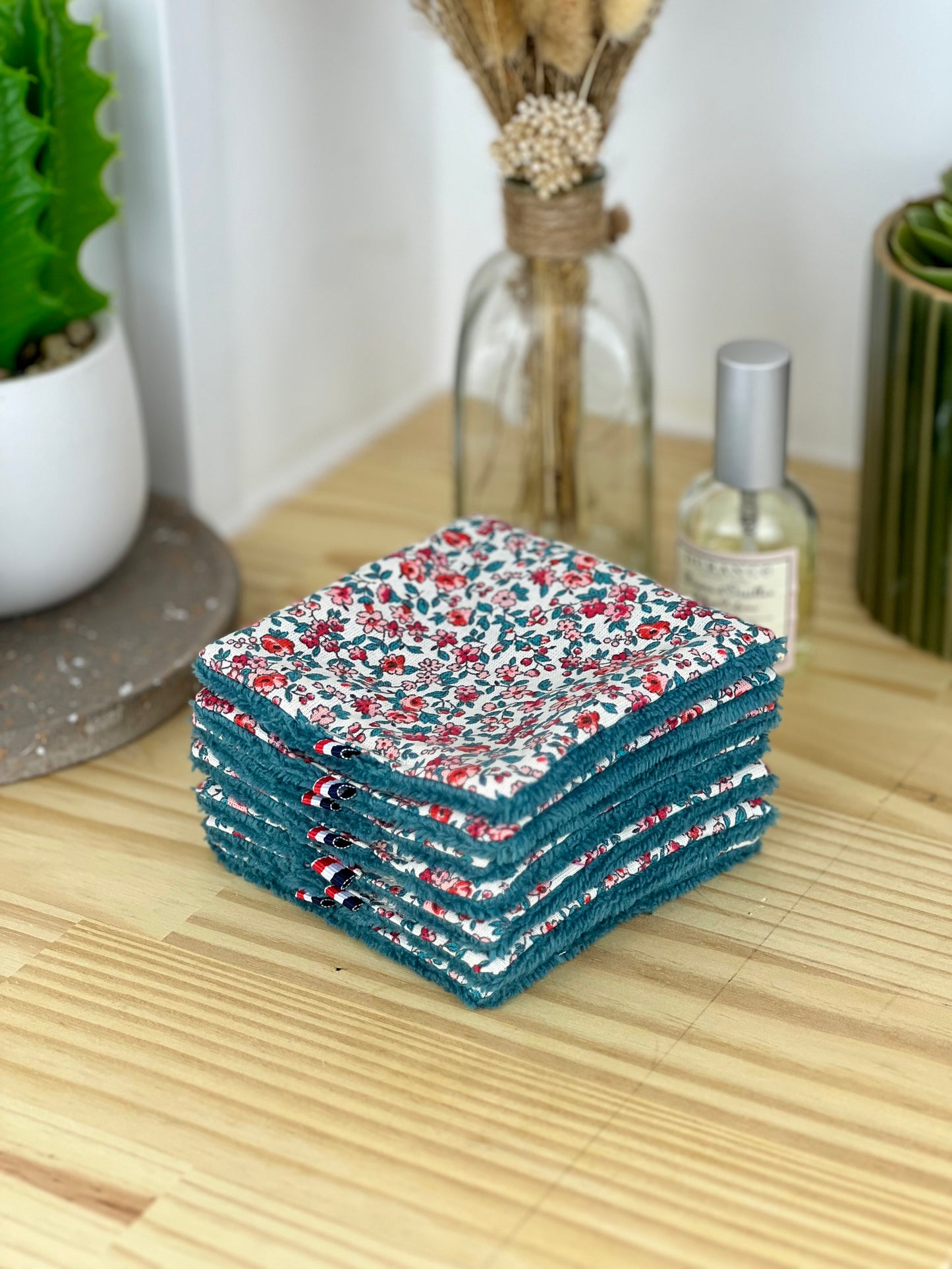 Lingettes lavables bleu canard