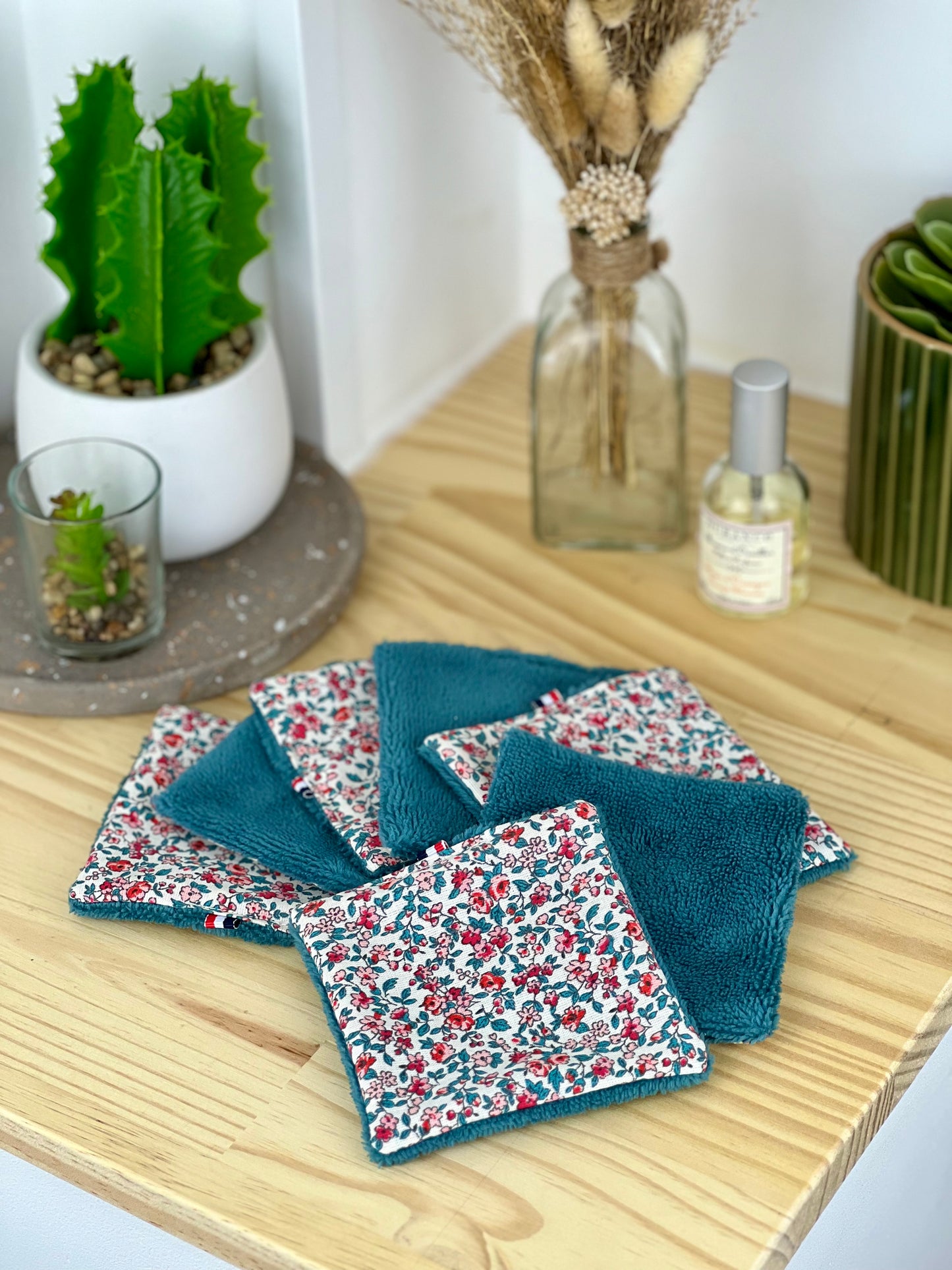 Lingettes lavables bleu canard